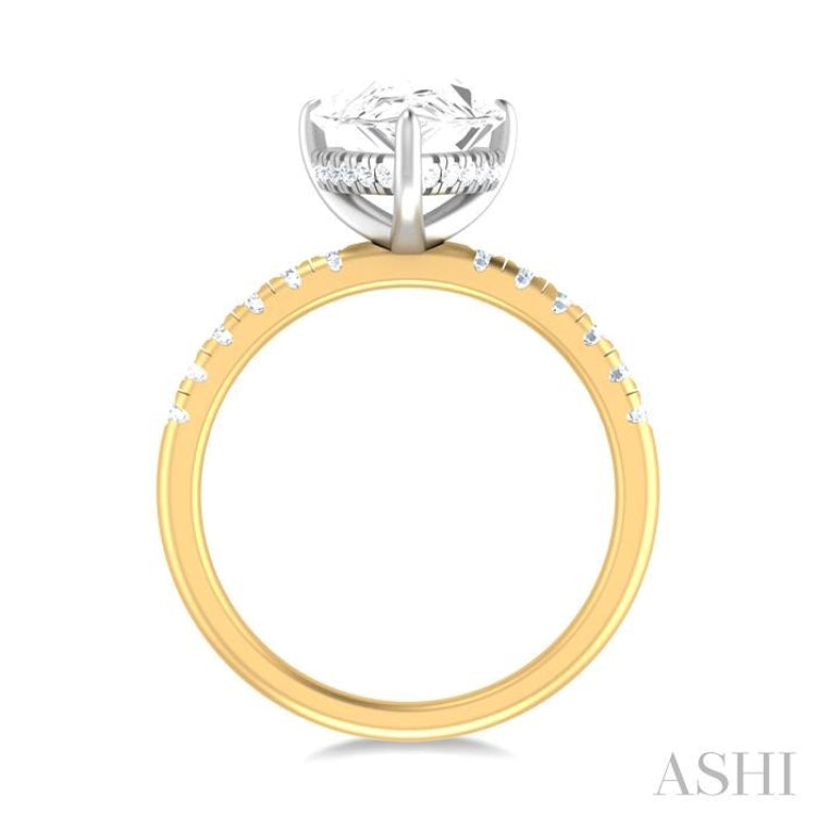 1/3 ctw Pear Shape Round Cut Diamond Semi Mount Engagement Ring in 14K Yellow and White Gold