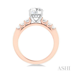 1 ctw Round Shape Emerald and Round Cut Diamond Semi Mount Engagement Ring in 14K Rose and White Gold