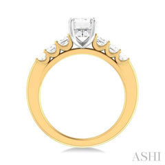 1 ctw Emerald Shape Emerald and Round Cut Diamond Semi Mount Engagement Ring in 14K Yellow and White Gold