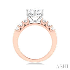 1 1/4 ctw Marquise Shape Emerald and Round Cut Diamond Semi Mount Engagement Ring in 14K Rose and White Gold