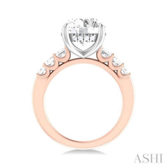 1 1/4 ctw Round Shape Emerald and Round Cut Diamond Semi Mount Engagement Ring in 14K Rose and White Gold