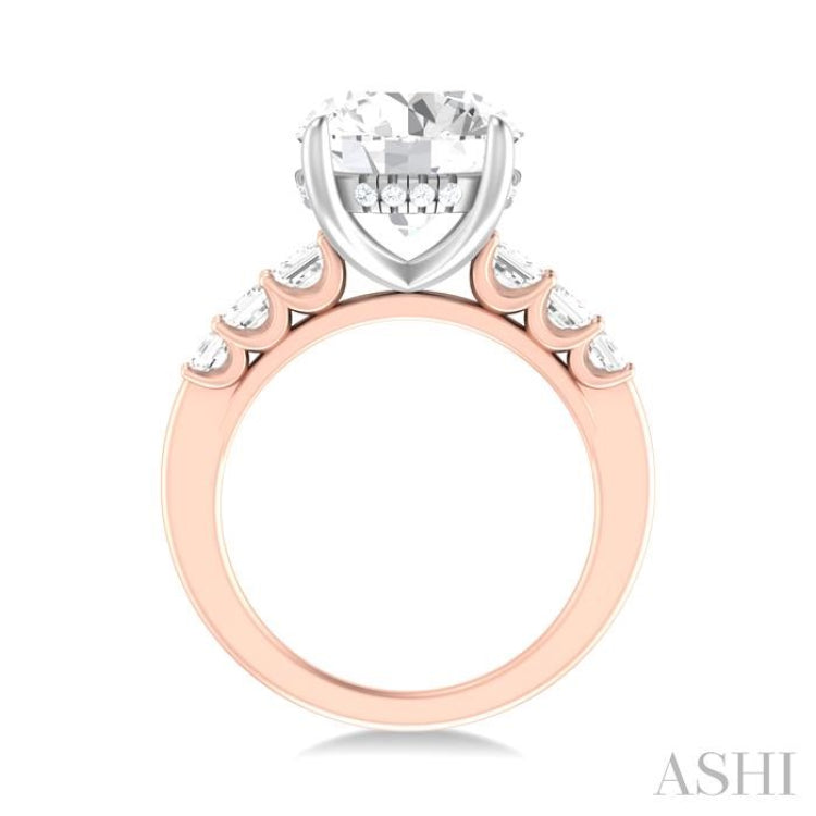 1 1/4 ctw Round Shape Emerald and Round Cut Diamond Semi Mount Engagement Ring in 14K Rose and White Gold