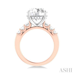 1 1/4 ctw Round Shape Emerald and Round Cut Diamond Semi Mount Engagement Ring in 14K Rose and White Gold