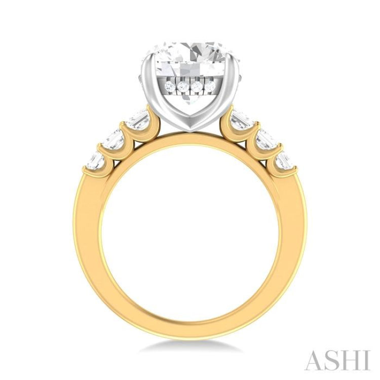 1 1/4 ctw Round Shape Emerald and Round Cut Diamond Semi Mount Engagement Ring in 14K Yellow and White Gold