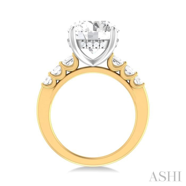 1 1/4 ctw Round Shape Emerald and Round Cut Diamond Semi Mount Engagement Ring in 14K Yellow and White Gold