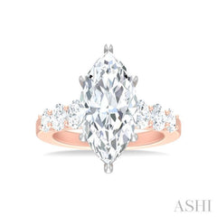 1 1/4 ctw Marquise Shape Oval and Round Cut Diamond Semi Mount Engagement Ring in 14K Rose and White Gold