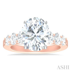 1 1/4 ctw Oval Shape Oval and Round Cut Diamond Semi Mount Engagement Ring in 14K Rose and White Gold