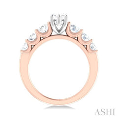 1 ctw Marquise Shape Round Cut Diamond Semi Mount Engagement Ring in 14K Rose and White Gold