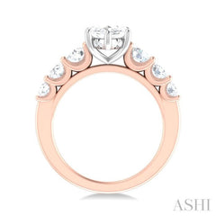 1 ctw Marquise Shape Round Cut Diamond Semi Mount Engagement Ring in 14K Rose and White Gold