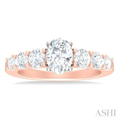 1 ctw Oval Shape Round Cut Diamond Semi Mount Engagement Ring in 14K Rose and White Gold