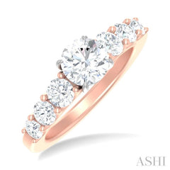 1 ctw Round Shape Round Cut Diamond Semi Mount Engagement Ring in 14K Rose and White Gold