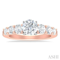 1 ctw Round Shape Round Cut Diamond Semi Mount Engagement Ring in 14K Rose and White Gold