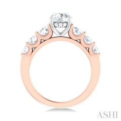1 ctw Round Shape Round Cut Diamond Semi Mount Engagement Ring in 14K Rose and White Gold