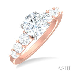 1 1/10 ctw Round Shape Round Cut Diamond Semi Mount Engagement Ring in 14K Rose and White Gold