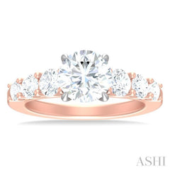 1 1/10 ctw Round Shape Round Cut Diamond Semi Mount Engagement Ring in 14K Rose and White Gold