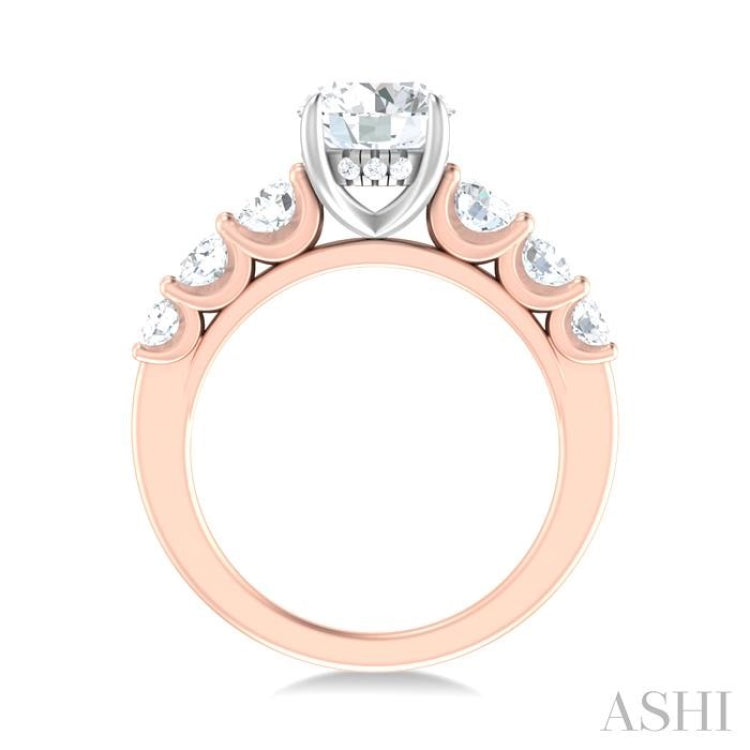 1 1/10 ctw Round Shape Round Cut Diamond Semi Mount Engagement Ring in 14K Rose and White Gold