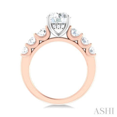 1 1/10 ctw Round Shape Round Cut Diamond Semi Mount Engagement Ring in 14K Rose and White Gold