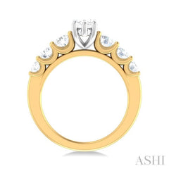 1 ctw Marquise Shape Round Cut Diamond Semi Mount Engagement Ring in 14K Yellow and White Gold