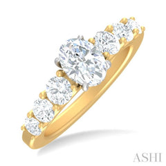 1 ctw Oval Shape Round Cut Diamond Semi Mount Engagement Ring in 14K Yellow and White Gold