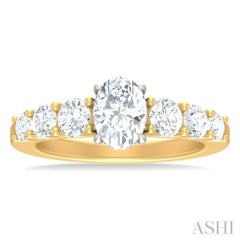 1 ctw Oval Shape Round Cut Diamond Semi Mount Engagement Ring in 14K Yellow and White Gold