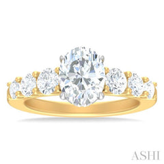1 ctw Oval Shape Round Cut Diamond Semi Mount Engagement Ring in 14K Yellow and White Gold