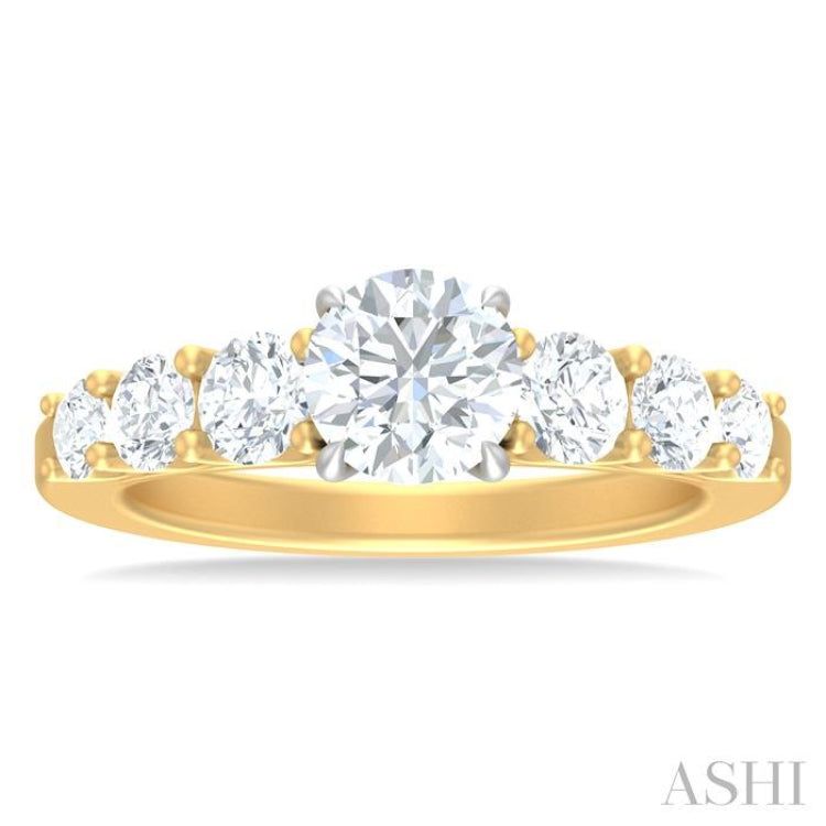 1 ctw Round Shape Round Cut Diamond Semi Mount Engagement Ring in 14K Yellow and White Gold