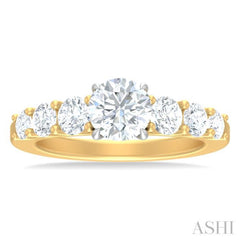 1 ctw Round Shape Round Cut Diamond Semi Mount Engagement Ring in 14K Yellow and White Gold