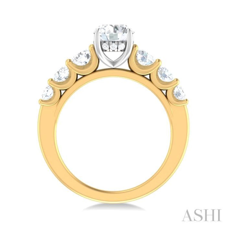 1 ctw Round Shape Round Cut Diamond Semi Mount Engagement Ring in 14K Yellow and White Gold