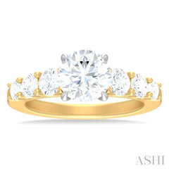 1 1/10 ctw Round Shape Round Cut Diamond Semi Mount Engagement Ring in 14K Yellow and White Gold