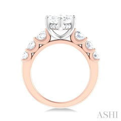 1 1/5 ctw Marquise Shape Round Cut Diamond Semi Mount Engagement Ring in 14K Rose and White Gold