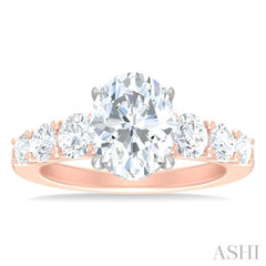 1 1/5 ctw Oval Shape Round Cut Diamond Semi Mount Engagement Ring in 14K Rose and White Gold