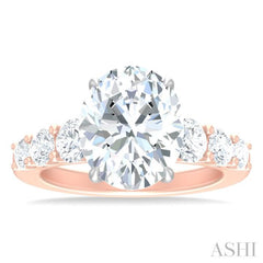 1 1/4 ctw Oval Shape Round Cut Diamond Semi Mount Engagement Ring in 14K Rose and White Gold