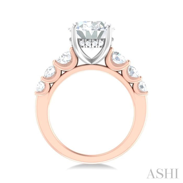 1 1/4 ctw Oval Shape Round Cut Diamond Semi Mount Engagement Ring in 14K Rose and White Gold