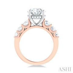 1 1/4 ctw Oval Shape Round Cut Diamond Semi Mount Engagement Ring in 14K Rose and White Gold
