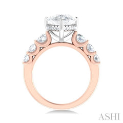 1 1/5 ctw Pear Shape Round Cut Diamond Semi Mount Engagement Ring in 14K Rose and White Gold