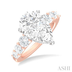 1 1/4 ctw Pear Shape Round Cut Diamond Semi Mount Engagement Ring in 14K Rose and White Gold