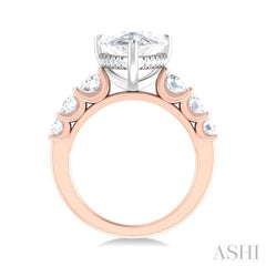 1 1/4 ctw Pear Shape Round Cut Diamond Semi Mount Engagement Ring in 14K Rose and White Gold