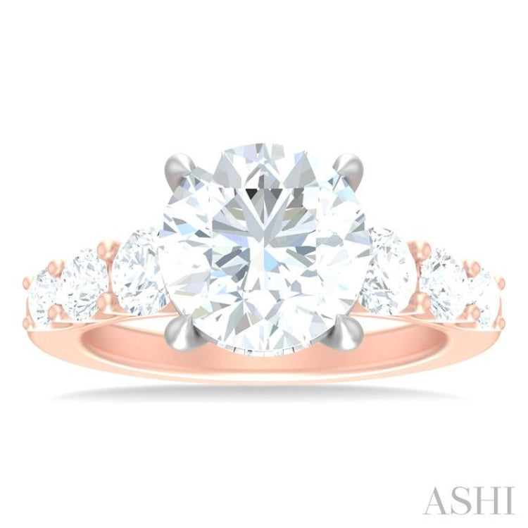 1 1/5 ctw Round Shape Round Cut Diamond Semi Mount Engagement Ring in 14K Rose and White Gold