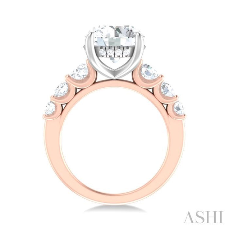 1 1/5 ctw Round Shape Round Cut Diamond Semi Mount Engagement Ring in 14K Rose and White Gold