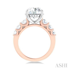 1 1/5 ctw Round Shape Round Cut Diamond Semi Mount Engagement Ring in 14K Rose and White Gold