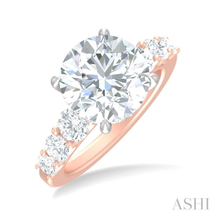 1 1/4 ctw Round Shape Round Cut Diamond Semi Mount Engagement Ring in 14K Rose and White Gold