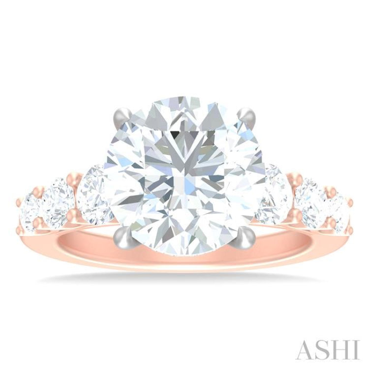 1 1/4 ctw Round Shape Round Cut Diamond Semi Mount Engagement Ring in 14K Rose and White Gold