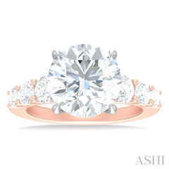 1 1/4 ctw Round Shape Round Cut Diamond Semi Mount Engagement Ring in 14K Rose and White Gold