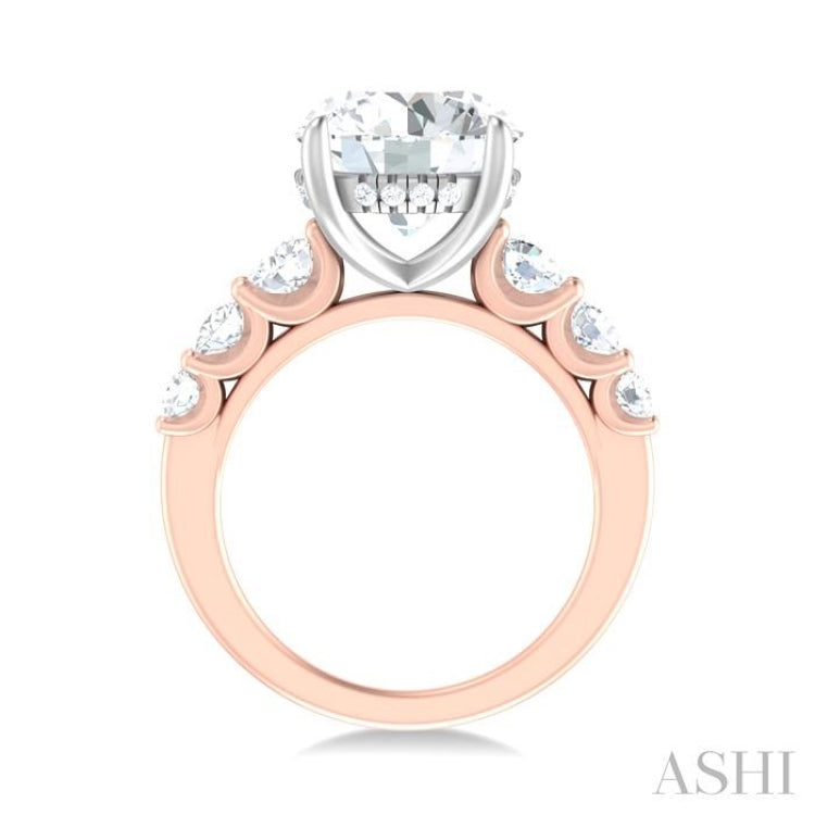 1 1/4 ctw Round Shape Round Cut Diamond Semi Mount Engagement Ring in 14K Rose and White Gold