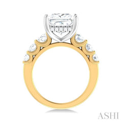1 1/4 ctw Princess Shape Round Cut Diamond Semi Mount Engagement Ring in 14K Yellow and White Gold