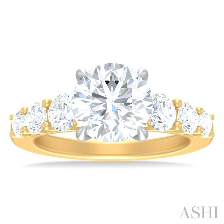 1 1/5 ctw Round Shape Round Cut Diamond Semi Mount Engagement Ring in 14K Yellow and White Gold