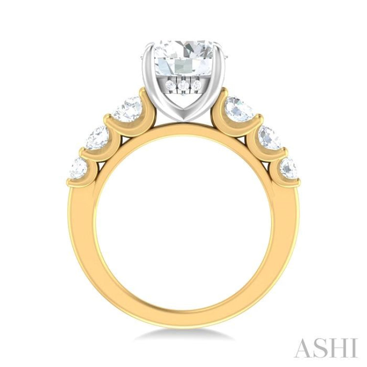 1 1/5 ctw Round Shape Round Cut Diamond Semi Mount Engagement Ring in 14K Yellow and White Gold