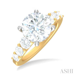 1 1/5 ctw Round Shape Round Cut Diamond Semi Mount Engagement Ring in 14K Yellow and White Gold