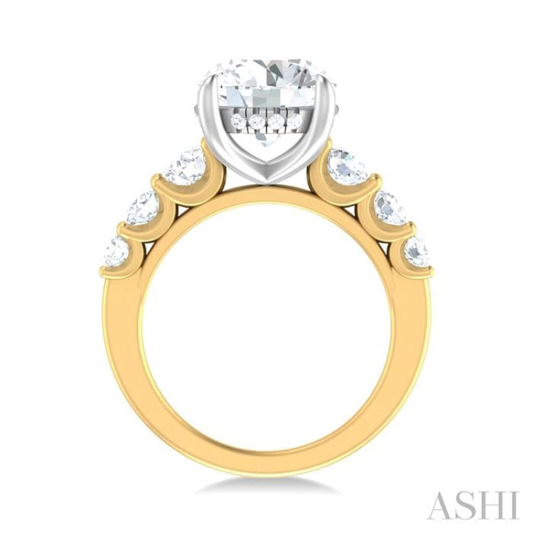 1 1/5 ctw Round Shape Round Cut Diamond Semi Mount Engagement Ring in 14K Yellow and White Gold