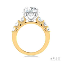 1 1/5 ctw Round Shape Round Cut Diamond Semi Mount Engagement Ring in 14K Yellow and White Gold